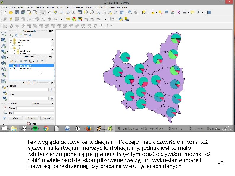 Tak wygląda gotowy kartodiagram. Rodzaje map oczywiście można też łączyć i na kartogram nałożyć