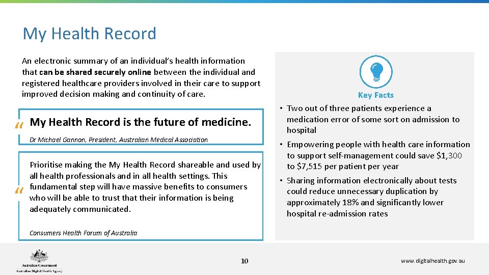 My Health Record An electronic summary of an individual’s health information that can be My Health Record An electronic summary of an individual’s health information that can be