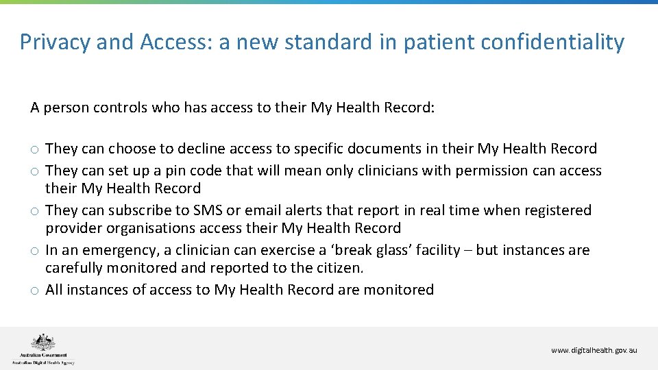 Privacy and Access: a new standard in patient confidentiality A person controls who has Privacy and Access: a new standard in patient confidentiality A person controls who has