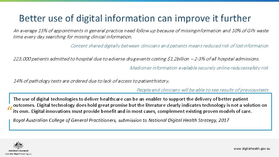 Better use of digital information can improve it further An average 13% of appointments Better use of digital information can improve it further An average 13% of appointments