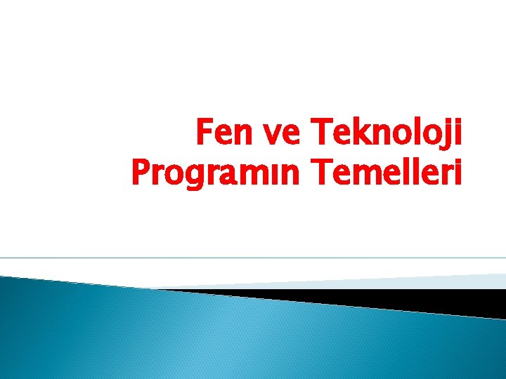Fen ve Teknoloji Programın Temelleri 