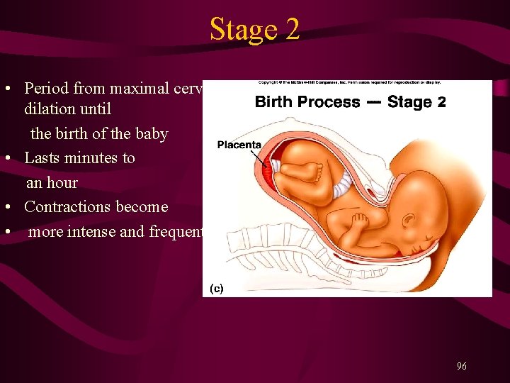 Stage 2 • Period from maximal cervical dilation until the birth of the baby