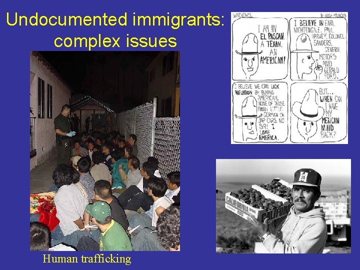 Undocumented immigrants: complex issues Human trafficking 