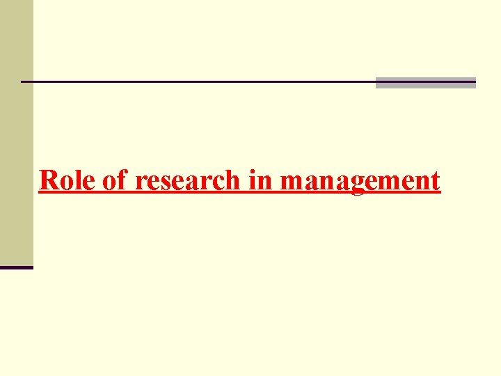 Role of research in management 