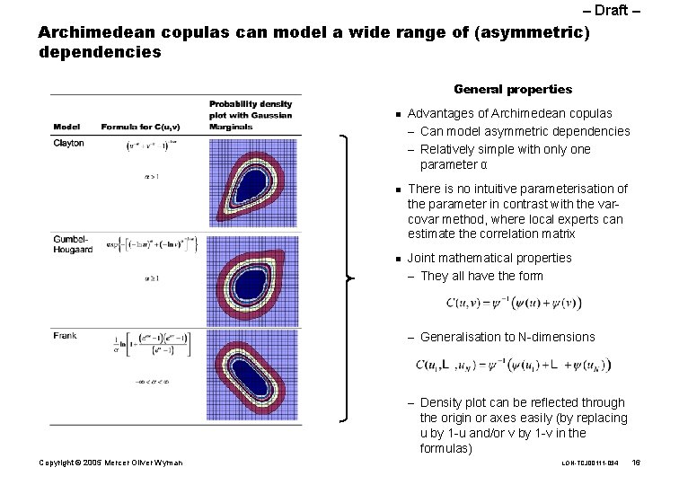 – Draft – Archimedean copulas can model a wide range of (asymmetric) dependencies General