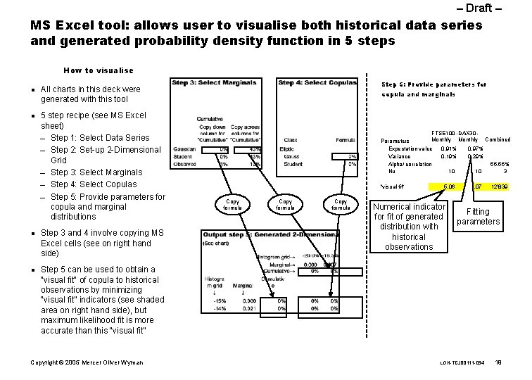 – Draft – MS Excel tool: allows user to visualise both historical data series