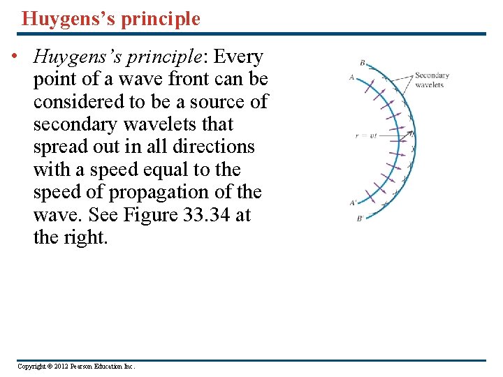 Huygens’s principle • Huygens’s principle: Every point of a wave front can be considered