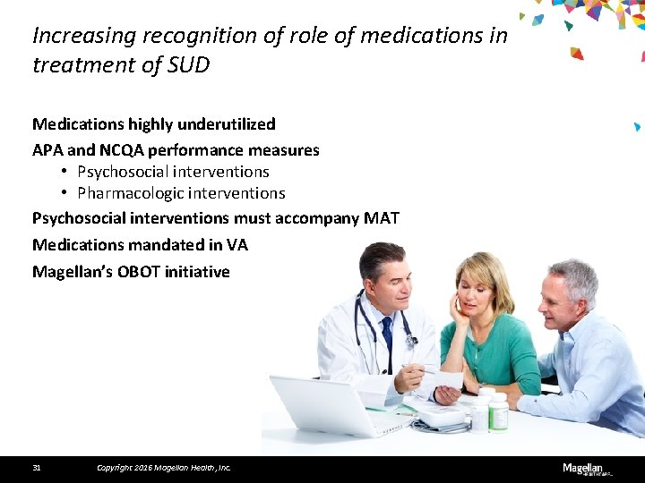 Increasing recognition of role of medications in treatment of SUD Medications highly underutilized APA