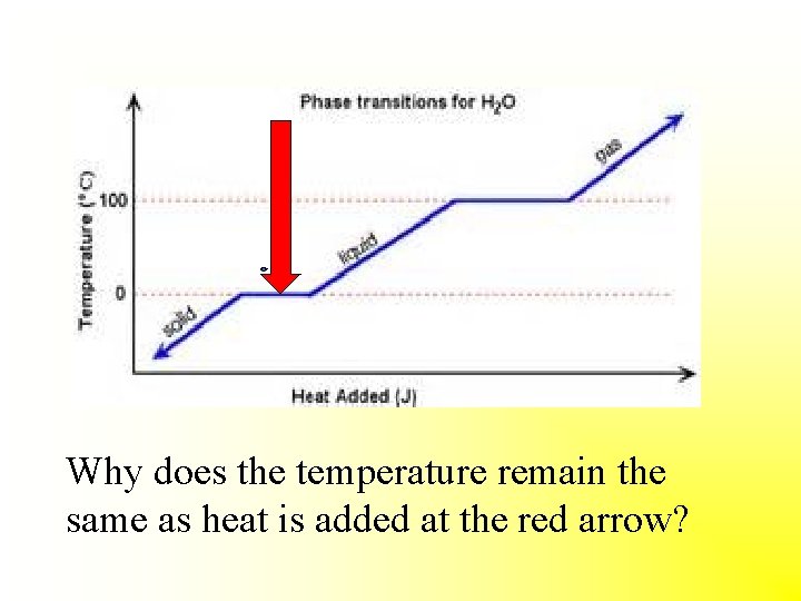 Why does the temperature remain the same as heat is added at the red