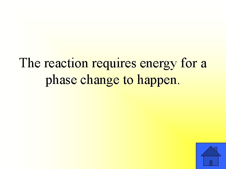 The reaction requires energy for a phase change to happen. 