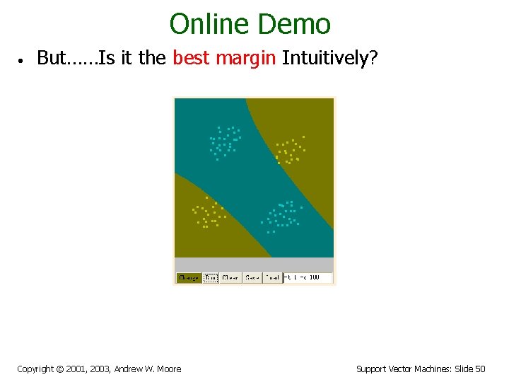 Online Demo • But……Is it the best margin Intuitively? Copyright © 2001, 2003, Andrew