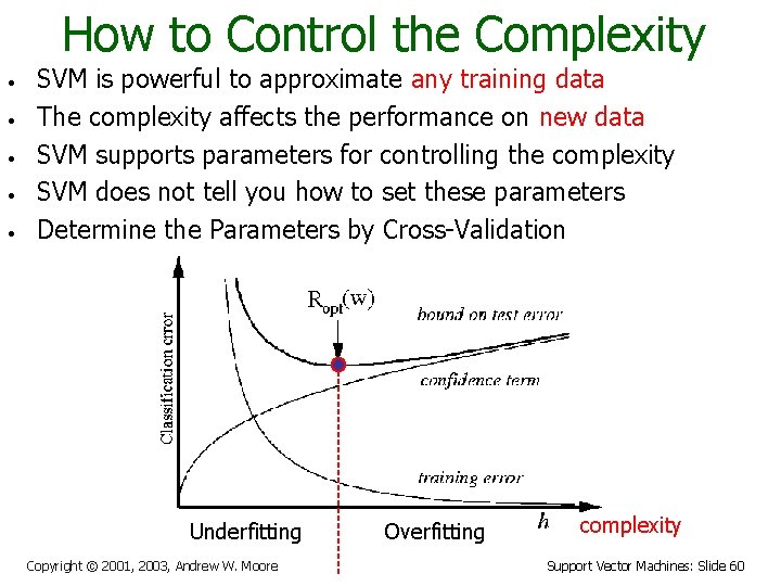 How to Control the Complexity • • • SVM is powerful to approximate any