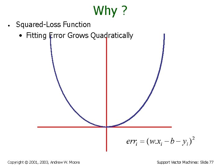 Why ? • Squared-Loss Function • Fitting Error Grows Quadratically Copyright © 2001, 2003,