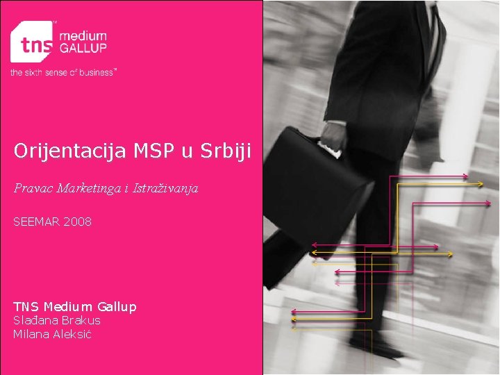 Orijentacija MSP u Srbiji Pravac Marketinga i Istraživanja SEEMAR 2008 TNS Medium Gallup Slađana