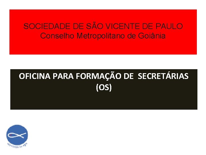 SOCIEDADE DE SÃO VICENTE DE PAULO Conselho Metropolitano de Goiânia OFICINA PARA FORMAÇÃO DE