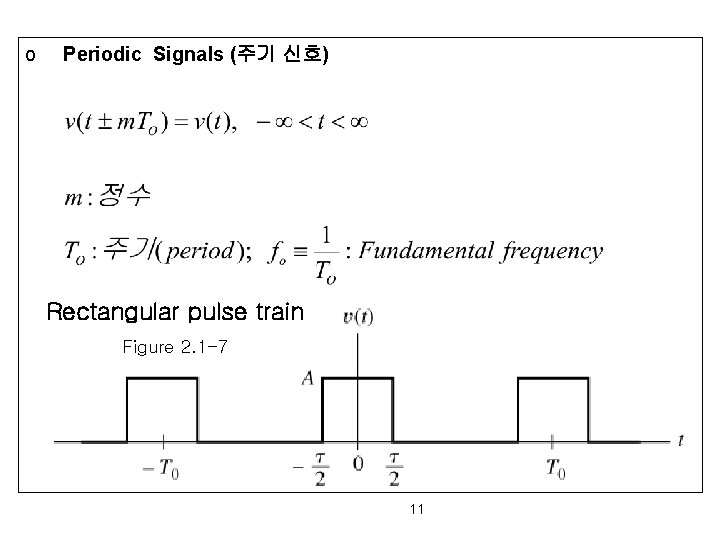 o Periodic Signals (주기 신호) Rectangular pulse train Figure 2. 1 -7 11 