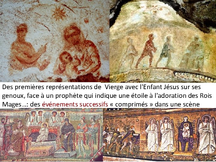 Des premières représentations de Vierge avec l'Enfant Jésus sur ses genoux, face à un