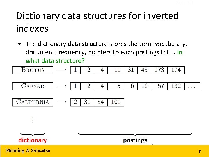 Sec. 3. 1 Dictionary data structures for inverted indexes • The dictionary data structure Sec. 3. 1 Dictionary data structures for inverted indexes • The dictionary data structure
