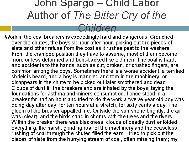 John Spargo – Child Labor Author of The Bitter Cry of the Children Work