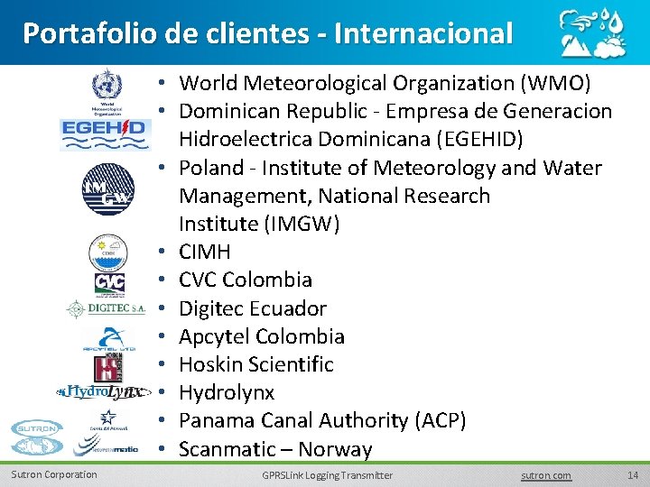 Portafolio de clientes - Internacional • World Meteorological Organization (WMO) • Dominican Republic -