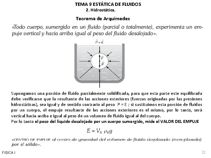 TEMA 9 ESTTICA DE FLUIDOS Indice 1 Introduccin