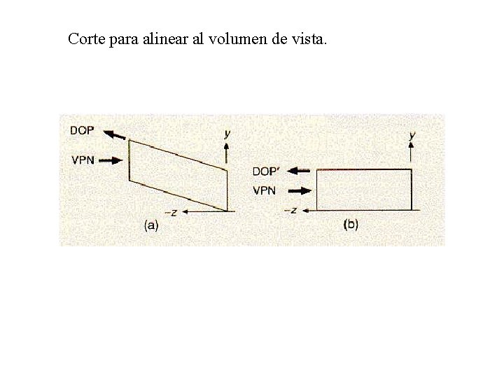 Corte para alinear al volumen de vista. 