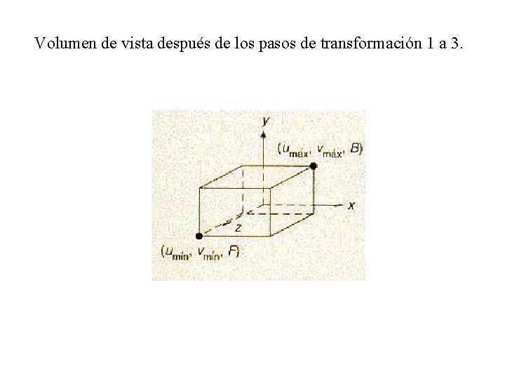 Volumen de vista después de los pasos de transformación 1 a 3. 