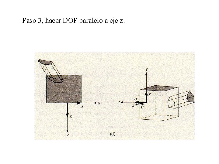 Paso 3, hacer DOP paralelo a eje z. 