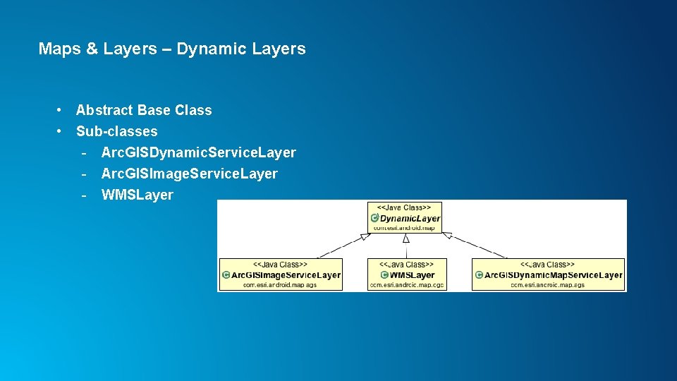 Maps & Layers – Dynamic Layers • • Abstract Base Class Sub-classes - Arc.