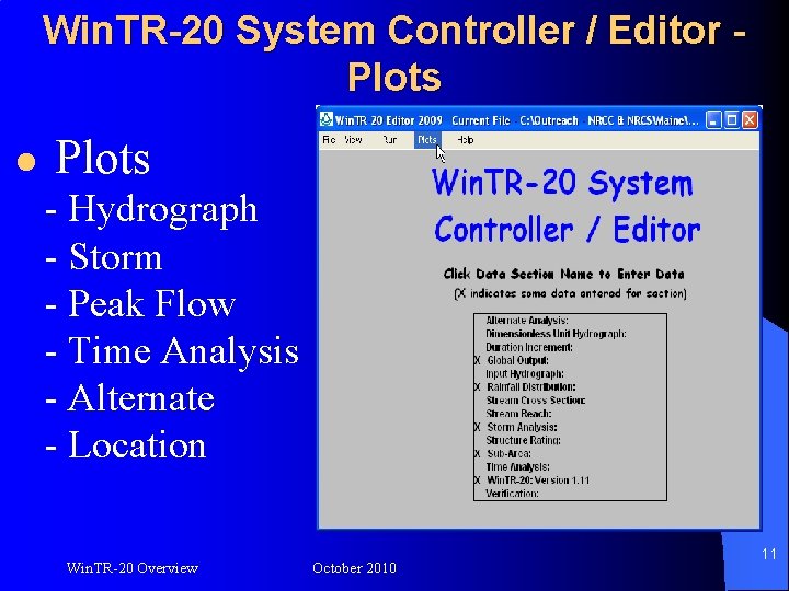Win. TR-20 System Controller / Editor Plots l Plots - Hydrograph - Storm -