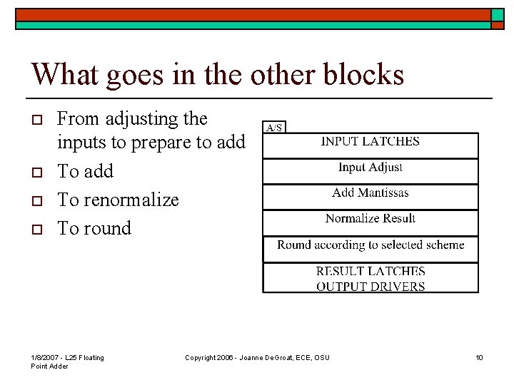 What goes in the other blocks o o From adjusting the inputs to prepare