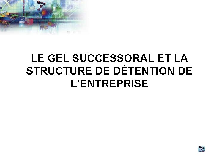 LE GEL SUCCESSORAL ET LA STRUCTURE DE DÉTENTION DE L’ENTREPRISE 