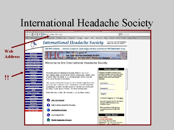 International Headache Society Web Address !! 