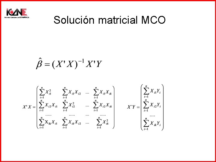 Solución matricial MCO 