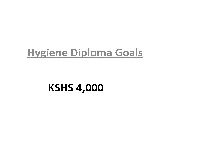 Hygiene Diploma Goals KSHS 4, 000 