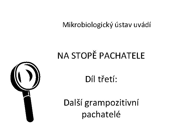 Mikrobiologický ústav uvádí NA STOPĚ PACHATELE L Díl třetí: Další grampozitivní pachatelé 