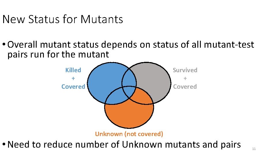 New Status for Mutants • Overall mutant status depends on status of all mutant-test