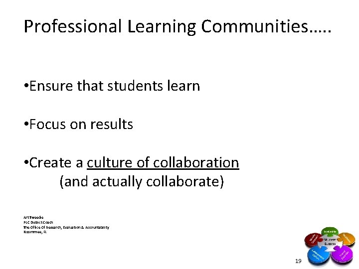 Professional Learning Communities…. . • Ensure that students learn • Focus on results •