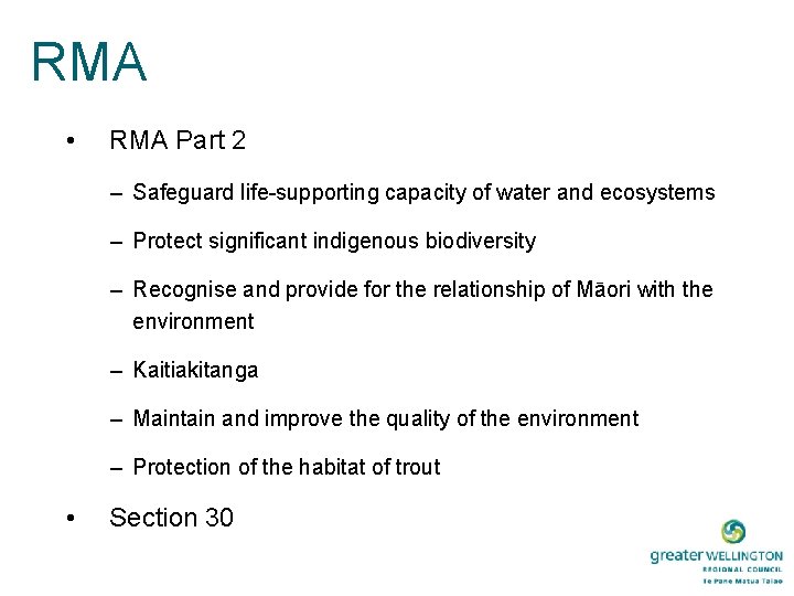 RMA • RMA Part 2 – Safeguard life-supporting capacity of water and ecosystems –