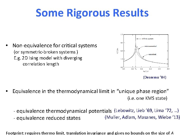 Some Rigorous Results • Non-equivalence for critical systems (or symmetric-broken systems ) E. g.