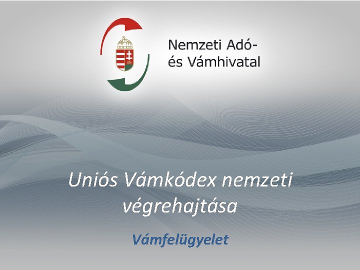 Uniós Vámkódex nemzeti végrehajtása Vámfelügyelet 