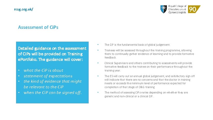 rcog. org. uk/ Assessment of Ci. Ps Detailed guidance on the assessment of Ci.