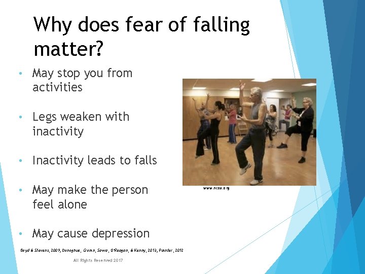 Why does fear of falling matter? • May stop you from activities • Legs Why does fear of falling matter? • May stop you from activities • Legs
