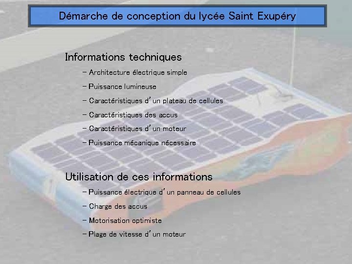 Démarche de conception du lycée Saint Exupéry Informations techniques - Architecture électrique simple -