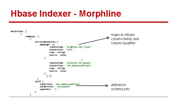 Hbase Indexer - Morphline morphlines: [ { commands : [ { extract. HBase. Cells