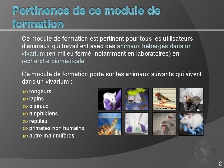 Pertinence de ce module de formation Ce module de formation est pertinent pour tous