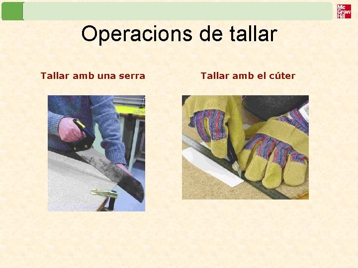 Operacions de tallar Tallar amb una serra Tallar amb el cúter 