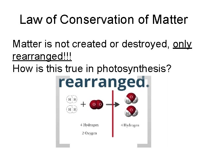 Law of Conservation of Matter is not created or destroyed, only rearranged!!! How is
