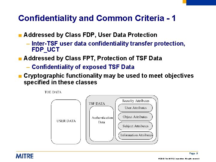 Confidentiality and Common Criteria - 1 ■ Addressed by Class FDP, User Data Protection