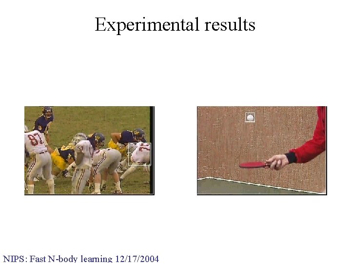 Experimental results NIPS: Fast N-body learning 12/17/2004 